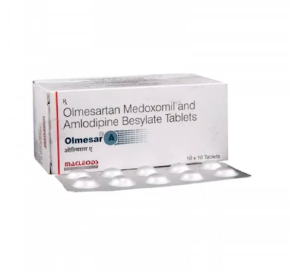 Box and blister strip of generic Olmesartan (20mg) + Amlodipine (5mg) Pill