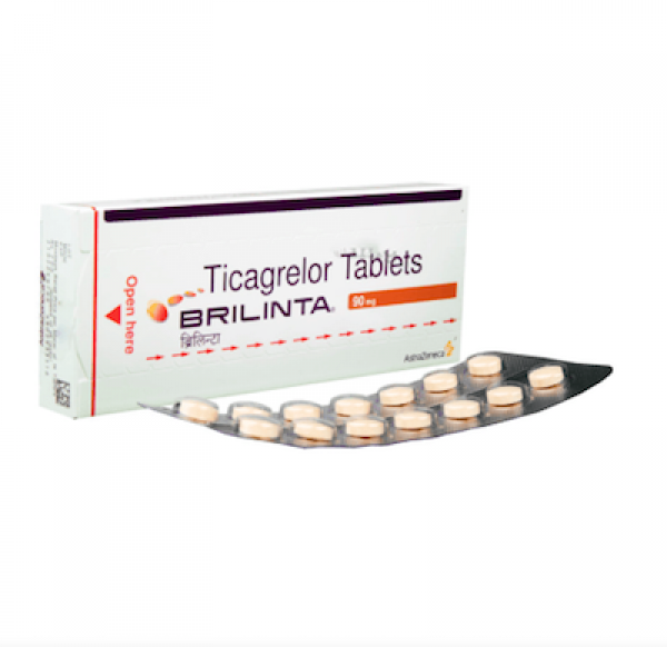 A box and a strip of Brilinta 90mg Pills 