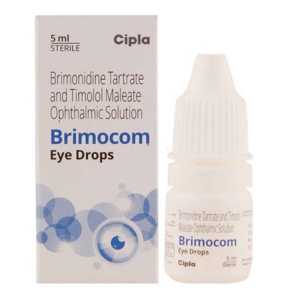 A dropper and a box of Timolol (5mg) + Brimonidine (2mg) 5ml Eye Drop