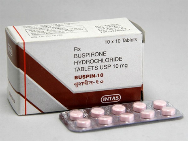 A box and a strip of Buspirone 10mg Pills