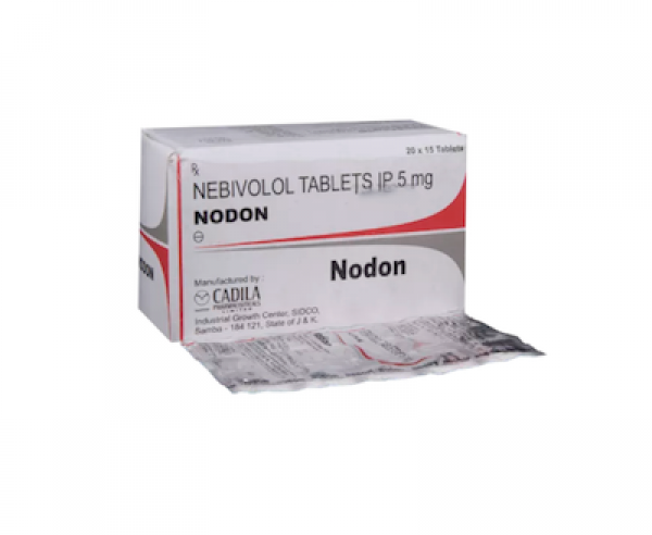 A box and a strip of Nebivolol 5mg Pills