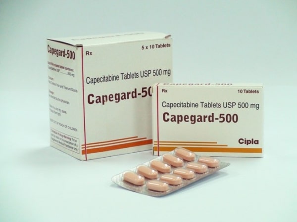 Box pack and a strip of generic Xeloda 500mg Tablets - capecitabine