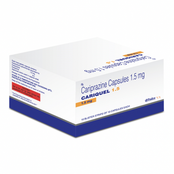 A box of Cariprazine capsules