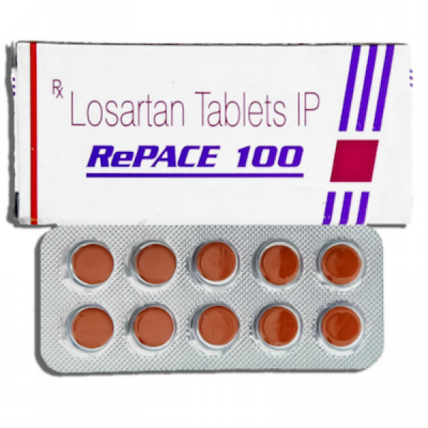 Box and blister strip of generic Losartan Potassium 100mg tablets