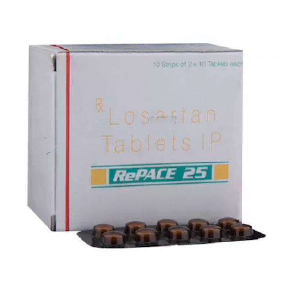 Box and blister strip fo generic Losartan Potassium 25mg tablets