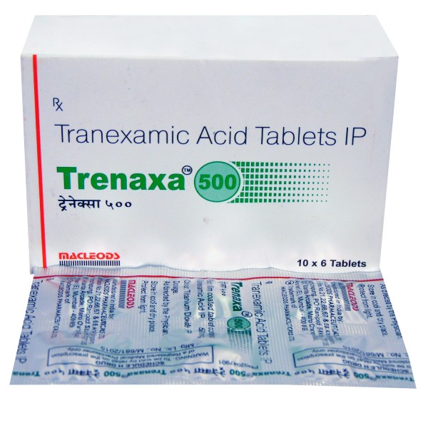 A box and a strip of Tranexamic Acid 500mg Pills 