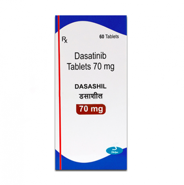 A box of generic Dasatinib 70mg Tablet