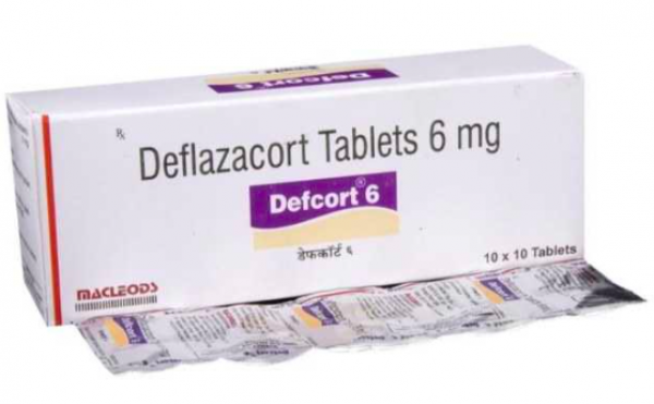 A blister strip and a box of generic Deflazacort 6mg Pills