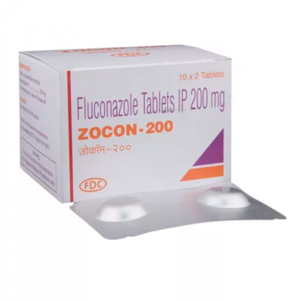 Blister and box of generic fluconazole 200mg tablet