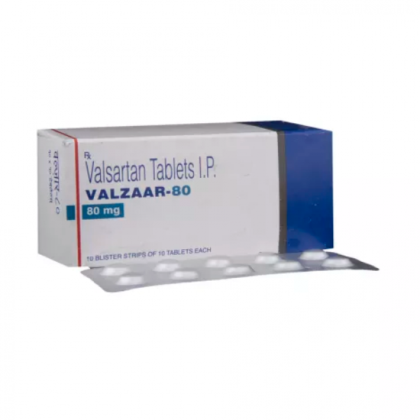 Box and blister strips of generic Valsartan 80mg tablets