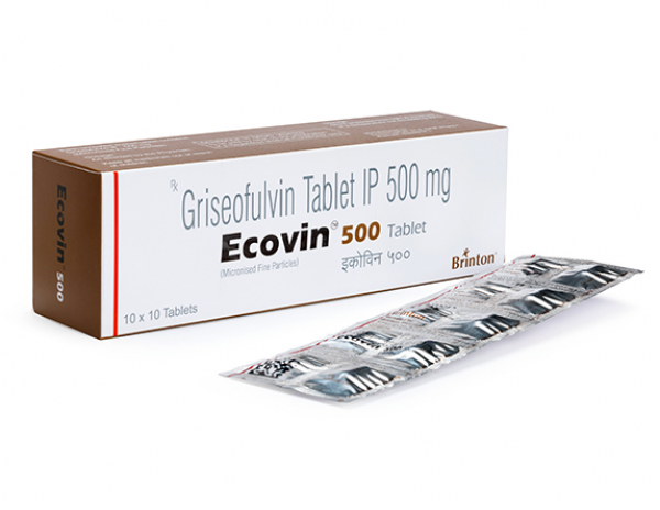 A strip and a box of generic Griseofulvin 500 Tablet
