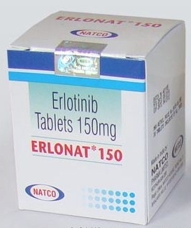 A box of Erlotinib 150mg tablets