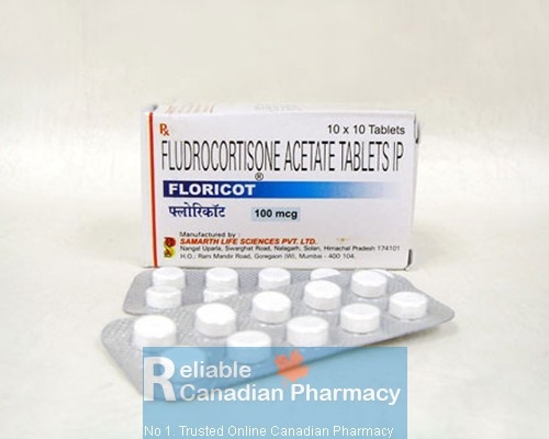 A box and blister strips of generic Florinef Acetate 0.1mg Tablets - fludrocortisone