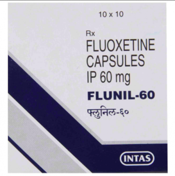 A box of generic Fluoxetine 60 Capsule