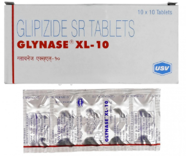 Box and blister of generic Glipizide XL 10mg tablet