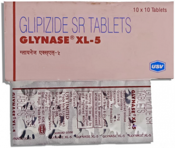 Box and blister of generic Glipizide XL 5mg tablet