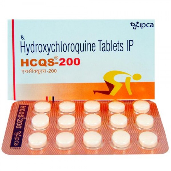 A box and blister strip of HYDROXYCHLOROQUINE 200mg Tablets