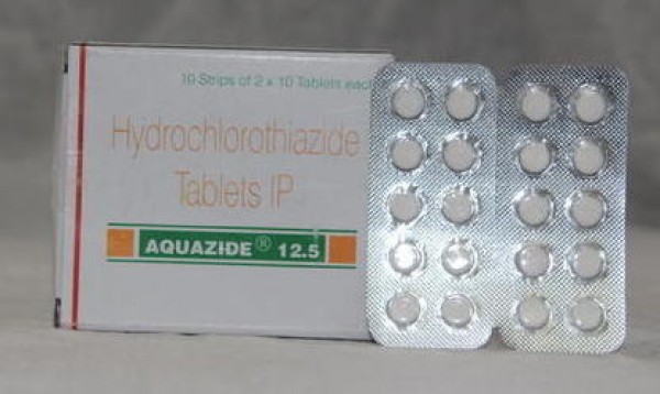 A box and strips of Hydrochlorothiazide 12.5mg Pills