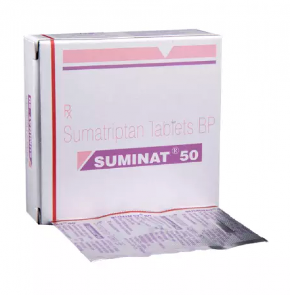 Box and strip of generic Sumatriptan Succinate 50mg tablet