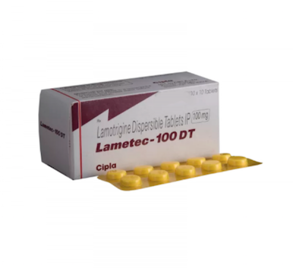 Box and blister strip of generic Lamotrigine 100mg tablets