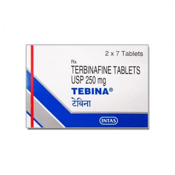 A box of Terbinafine 250mg pills