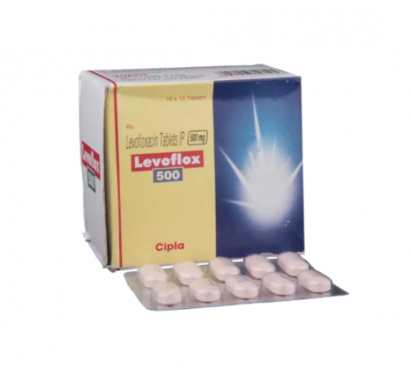 Box and blisters trip of generic levofloxacin 500mg tablet