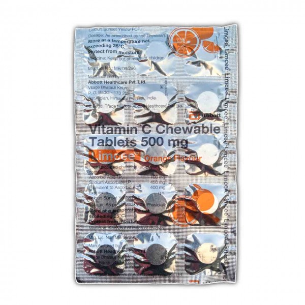 A blister strip of Vitamin C Chewable Tablet - 500mg