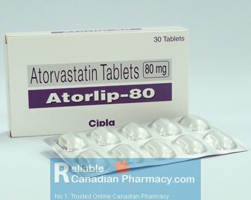 A box and a blister of generic Lipitor 80mg Tablets - Atorvastatin Calcium