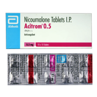 A pack and a strip of Acenocoumarol (0.5mg) Tablets