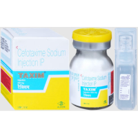 A box and a vial of generic Claforan (500mg) Injection with solvent