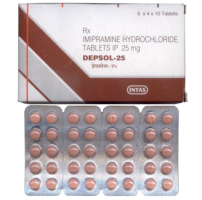 A pack and strip of Generic Tofranil (25mg) Tablets