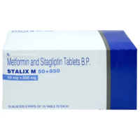 A box and a strip of Sitagliptin + Metformin Tablets
