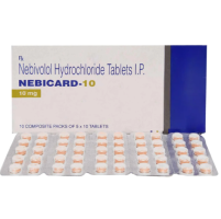 Front and back of generic Nebivolol (10mg) Pill blister strip