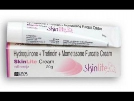 A tube and a box of Hydroquinone (2%) + Tretinoin (0.025%) + Mometasone (0.1%) +  Generic 20gm Cream