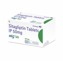 A box of generic Sitagliptin (50mg) Tablet