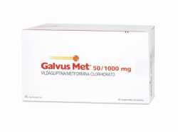 A box of Metformin (1000mg) + Vildagliptin (50mg) tablets