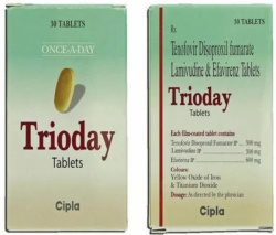 A box of Lamivudine (300mg) + Tenofovir Disoproxil Fumarate (300mg) + Efavirenz (600mg) Tablet