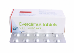 A box and strip of Everolimus (0.75mg) Tablet
