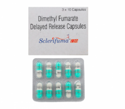 A box of Dimethyl Fumarate (120mg) Capsules