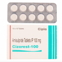 A box and strip of Amisulpride (100mg) Tablet