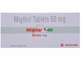 A box of Miglitol (50mg) Tablet