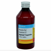 Bottle of generic Phenytoin suspension - (30 mg/5 ml)