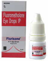 Eye drop bottle and a box of Fluorometholone