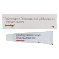 A pack and  tube of Generic Beclometasone (0.025% w/w) + Neomycin (0.5% w/w) + Clotrimazole (1% w/w) Cream