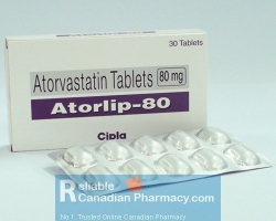 A box and a blister of generic Lipitor 80mg Tablets - Atorvastatin Calcium