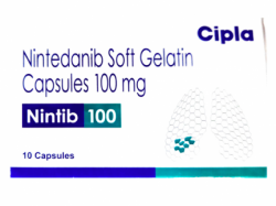 A box of Nintedanib 100mg Capsule
