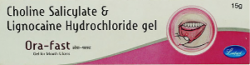 A box of Choline Salicylate 8.7 % + Lidocaine 2 % Generic Liquid Gel 15 gm