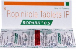 A box and a strip of Ropinirole 0.5mg Pills