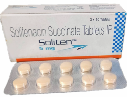A box and a strip of Solifenacin 5mg Pills