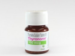 Bottle of generic levothyroxine sodium 150mcg Tablets